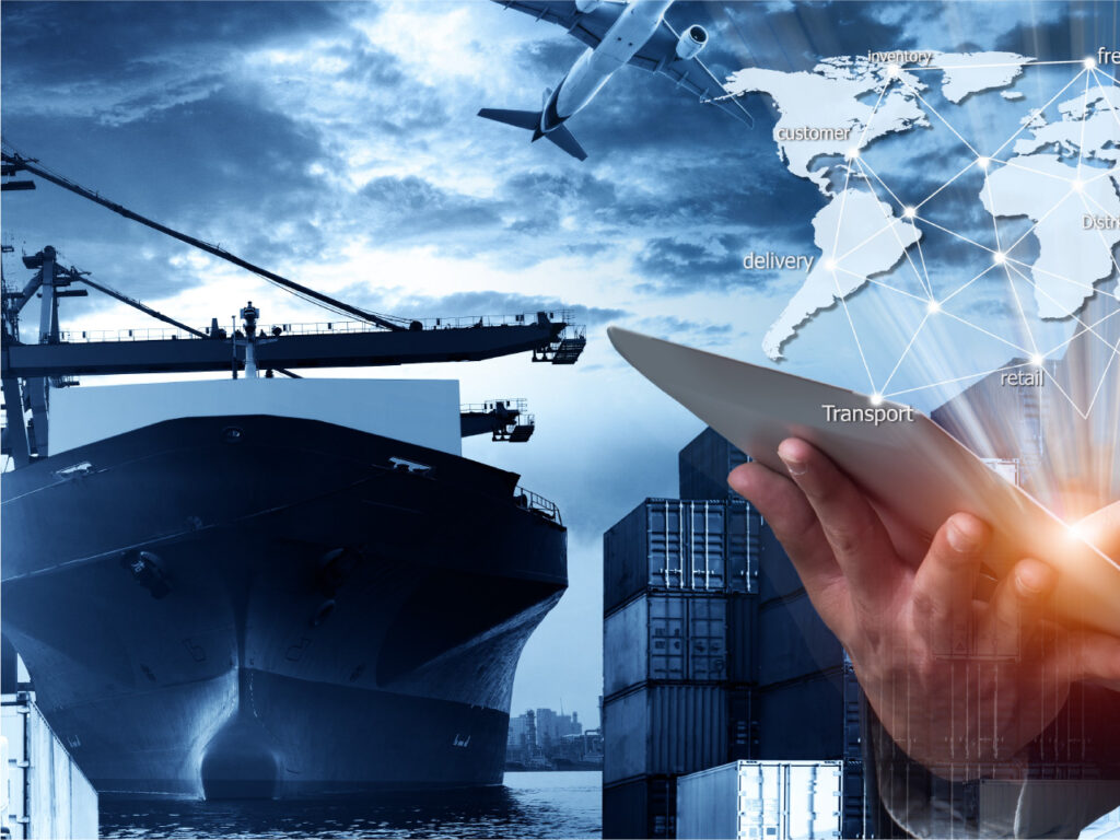 Container ship during cargo loading